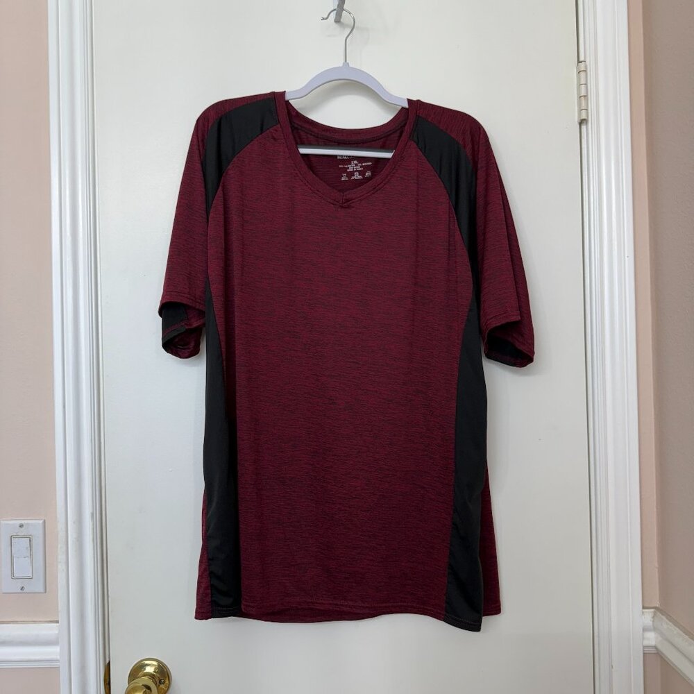 Real Essentials Men's Red Black Athletic T-Shirt, Size 2XL